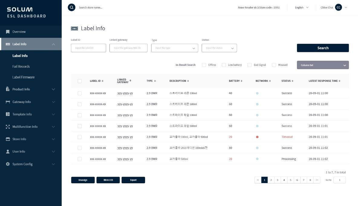 SOLUM AIMS label-management interface