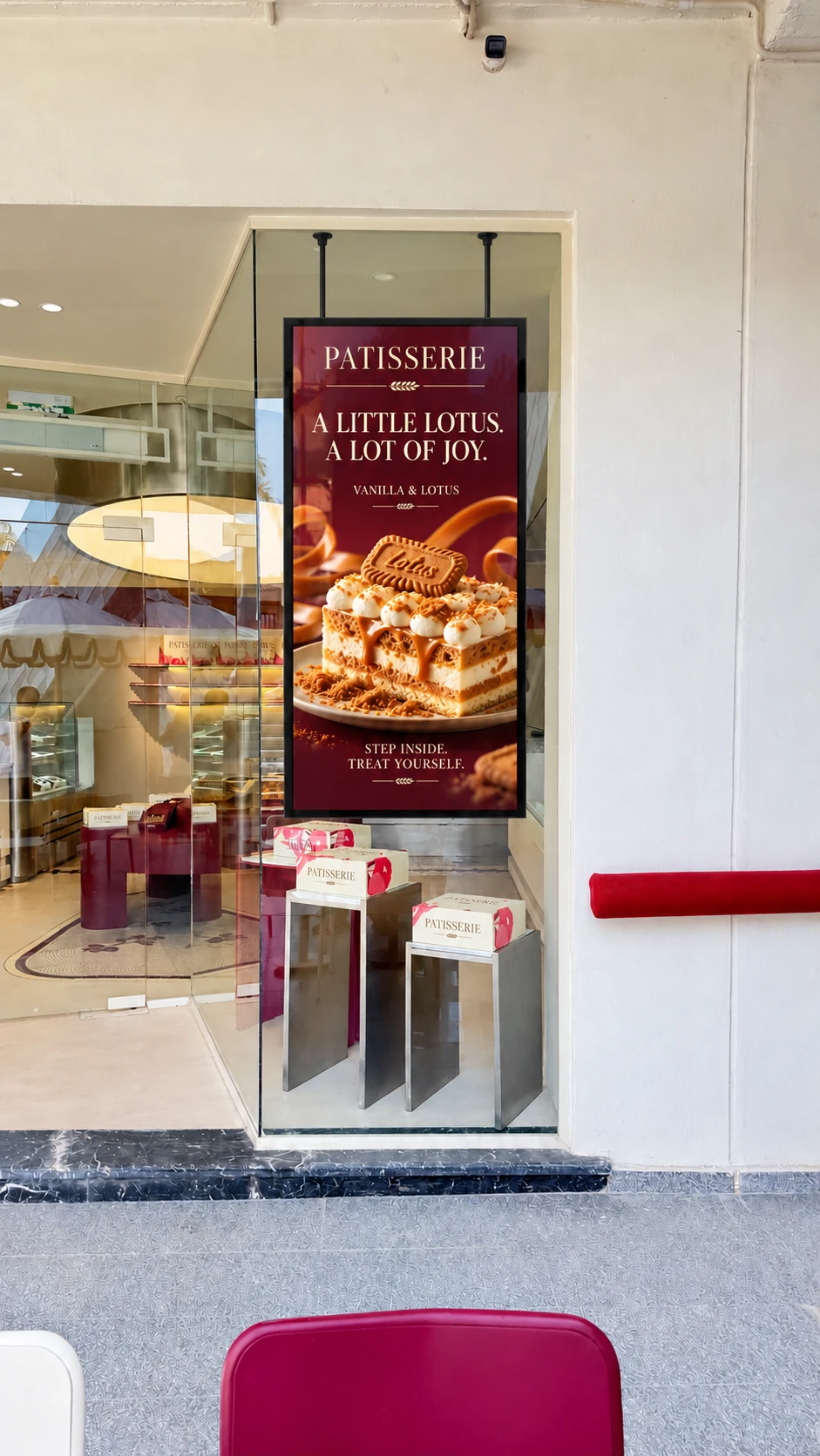 Patisserie digital display design study, perspective 3
