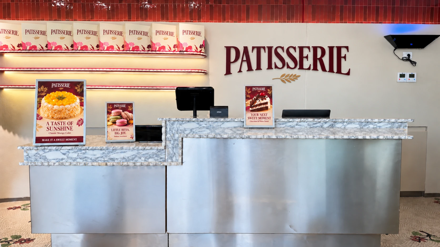 Patisserie digital display design study, perspective 4